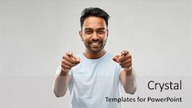  Presentation with choice - Slide deck having choice and people concept - smiling background and a  colored foreground