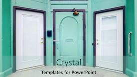  Presentation with choice - Colorful PPT layouts enhanced with choice-of-three-doors backdrop and a light blue colored foreground