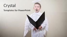  Presentation with angel - Cool new theme with choir - boy dressed as an angel backdrop and a white colored foreground