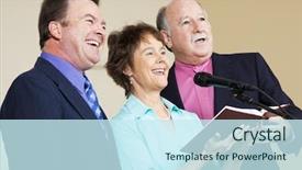  Presentation with church - Slide deck consisting of choir - three singers performing background and a cool aqua colored foreground