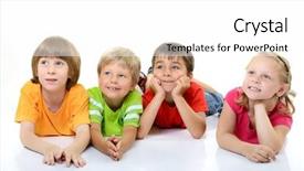  Presentation with children of color - Colorful PPT layouts enhanced with choler - cute children in colored t-shirts backdrop and a white colored foreground