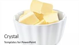  Presentation with butter - Theme having cholesterol - bowl with healthy fresh butter background and a white colored foreground
