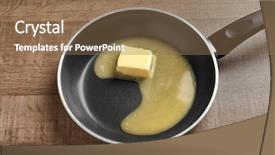  Presentation with frying - Theme having cholesterol - frying pan with melting butter background and a coral colored foreground
