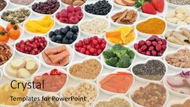  Presentation with supplement - Theme with cholesterol - health food for a healthy background and a coral colored foreground