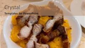  Presentation with spanish - Presentation design with cholesterol-gourmet-typical-spanish-dish background and a coral colored foreground