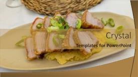  Presentation with spanish - Presentation design enhanced with cholesterol-gourmet-typical-spanish-dish background and a gold colored foreground