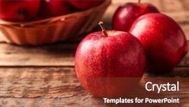  Presentation with red - Colorful presentation design enhanced with cholesterol medicine - fresh red apples on wooden backdrop and a tawny brown colored foreground
