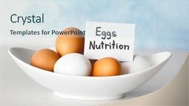  Presentation with paper - Slide deck with cholesterol medicine - plate with eggs and sheet background and a sky blue colored foreground