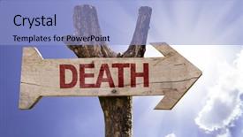  Presentation with death - Beautiful presentation design featuring chomage - death wooden sign backdrop and a light blue colored foreground