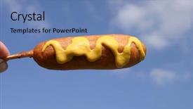  Presentation with corn dog - Audience pleasing presentation theme consisting of chomp - corn dog in the sky backdrop and a teal colored foreground