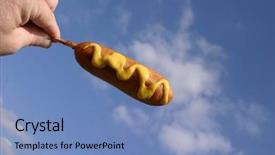  Presentation with corn dog - Amazing PPT theme having chomp - corn dog in the sky backdrop and a teal colored foreground