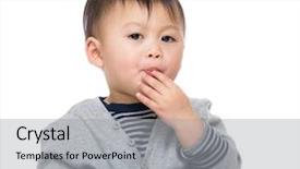  Presentation with cracker - Presentation featuring chomp - kid snacking on cracker background and a light gray colored foreground