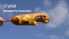  Presentation with corn dog - Beautiful PPT theme featuring chomp - partely eaten corn dog backdrop and a ocean colored foreground
