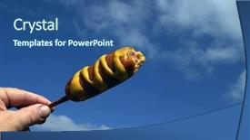  Presentation with corn dog - Beautiful PPT layouts featuring chomp - partly eaten corn dog backdrop and a ocean colored foreground