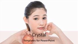  Presentation with apple - Theme with chomp - portrait of young woman isolated background and a lemonade colored foreground