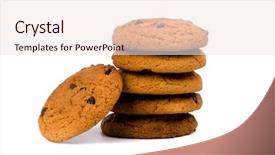  Presentation with chocolate chip cookies - Beautiful presentation theme featuring chomp - stack of oatmeal chocolate chip backdrop and a sky blue colored foreground