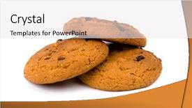  Presentation with chocolate chip cookies - Theme with chomp - three oatmeal chocolate chip cookies background and a white colored foreground