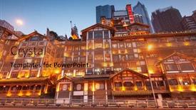  Presentation with china - Amazing presentation theme having chongqing-china-at-hongyadong-traditional backdrop and a red colored foreground