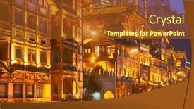  Presentation with china - Slide set consisting of chongqing-china-at-hongyadong-traditional background and a tawny brown colored foreground