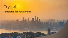  Presentation with china - Beautiful presentation design featuring chongqing-china-downtown-city-skyline backdrop and a yellow colored foreground