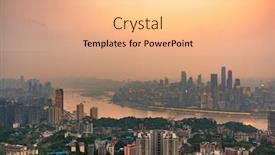  Presentation with china - Colorful presentation enhanced with chongqing-china-downtown-city-skyline backdrop and a coral colored foreground