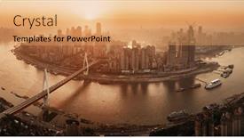  Presentation with architecture city - Audience pleasing PPT theme consisting of chongqing-urban-architecture-and-city backdrop and a coral colored foreground
