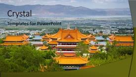  Presentation with china culture - Colorful theme enhanced with chongsheng monastery dali china backdrop and a light blue colored foreground