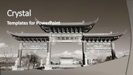  Presentation with educational web portal - Audience pleasing slide set consisting of chongsheng monastery portal in dali backdrop and a dark gray colored foreground