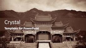  Presentation with educational web portal - PPT layouts enhanced with chongsheng-monastery-portal-in-dali background and a tawny brown colored foreground