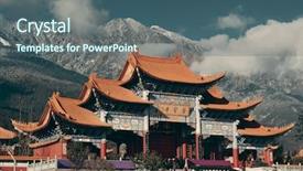  Presentation with monastery - Cool new PPT theme with chongsheng monastery portal in dali backdrop and a ocean colored foreground
