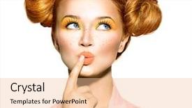  Presentation with girl model - Colorful presentation theme enhanced with choose - beauty teenage model girl thinking backdrop and a lemonade colored foreground