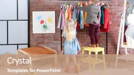  Presentation with clothes - Cool new slides with choose - cute little children choosing clothes backdrop and a coral colored foreground