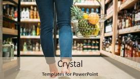  Presentation with products supermarket - Presentation theme consisting of choose - female customer choosing products background and a soft green colored foreground