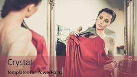  Presentation with clothes - Theme with choose - young woman choosing clothes background and a red colored foreground