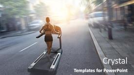  Presentation with route - Cool new PPT layouts with choose-your-route-for-running backdrop and a gray colored foreground