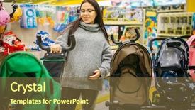  Presentation with baby in womb - Beautiful PPT theme featuring choosing baby stroller in store backdrop and a tawny brown colored foreground