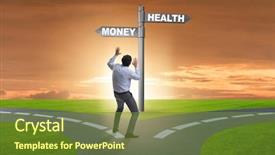  Presentation with economy - Beautiful PPT theme featuring choosing between money and health backdrop and a tawny brown colored foreground