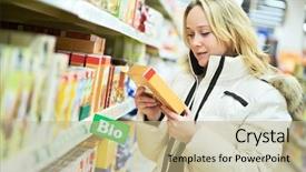  Presentation with bio - Presentation featuring choosing bio produces during food background and a coral colored foreground