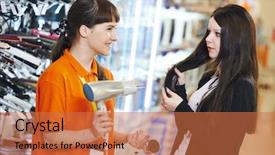  Presentation with electric - Presentation theme having choosing electric hairdryer in home background and a red colored foreground