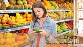  Presentation with beautiful fresh leaves water drops - Cool new theme with choosing fresh avocado in supermarket backdrop and a coral colored foreground