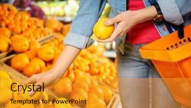  Presentation with lemons - Presentation theme having choosing fresh lemons in supermarket background and a gold colored foreground