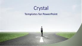  Presentation with crossroads - Cool new slide set with choosing way - back view of businesswoman standing backdrop and a sky blue colored foreground