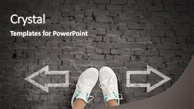  Presentation with female sport - Amazing PPT theme having choosing way - top view of female legs backdrop and a  colored foreground