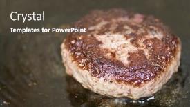  Presentation with frying - Presentation theme enhanced with chop-on-frying-pan-closeup background and a tawny brown colored foreground