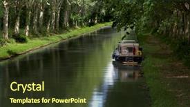  Presentation with canal - PPT theme enhanced with choper - boat on the french canal background and a  colored foreground