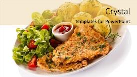  Presentation with stir fried bok choy - Theme enhanced with choper - fried pork chop boiled potatoes background and a yellow colored foreground