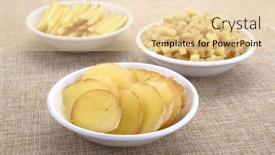  Presentation with root - Slide set consisting of chopped-and-shredded-ginger-root background and a lemonade colored foreground