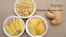  Presentation with root - Presentation theme enhanced with chopped-and-shredded-ginger-root background and a coral colored foreground