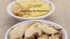  Presentation with ginger - PPT theme enhanced with chopped-and-shredded-ginger-root background and a lemonade colored foreground