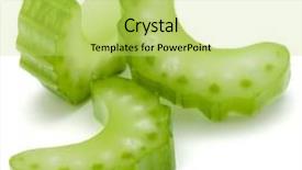  Presentation with celery - Slides featuring chopped celery stalk slices isolated background and a yellow colored foreground